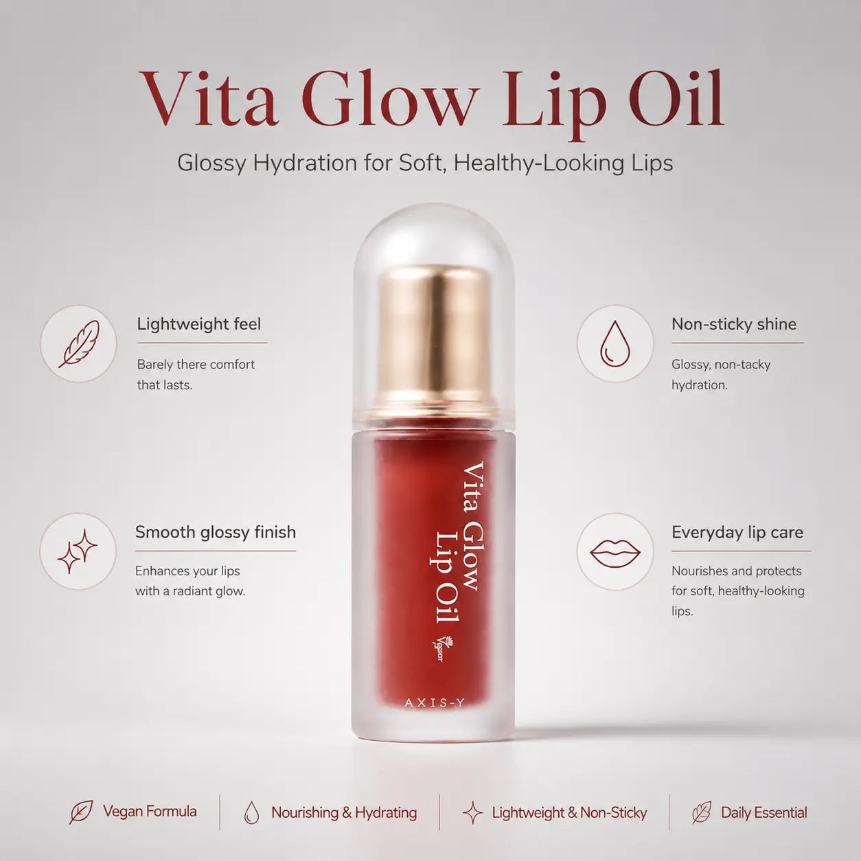 AXIS-Y Vegan Lip Oil for Glowing Lips 3 Colors 4.5g