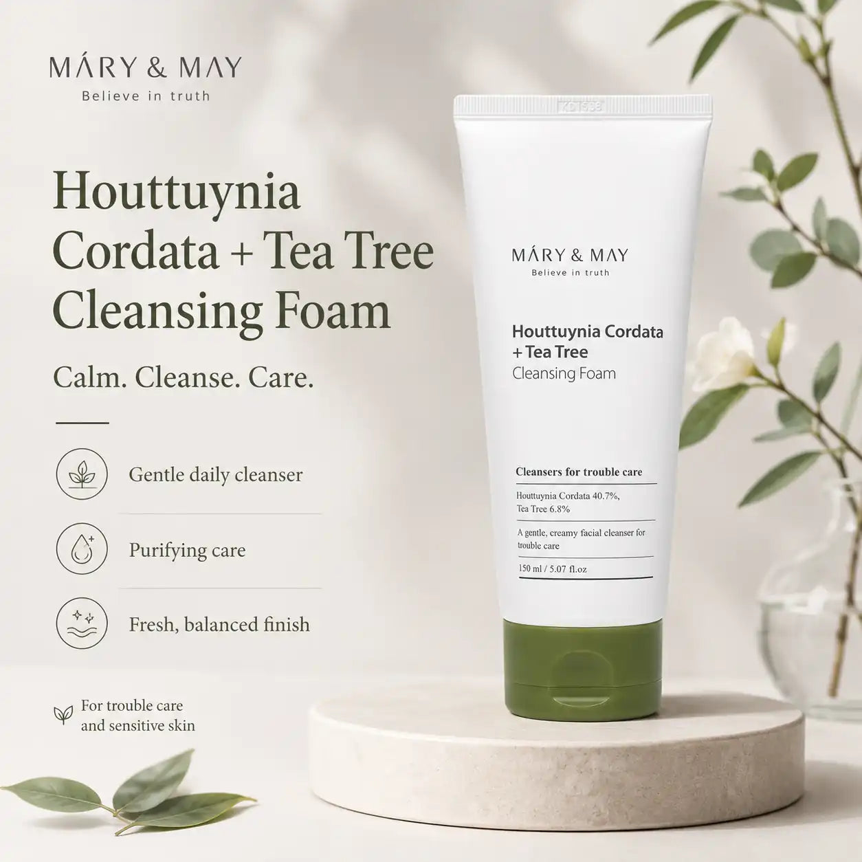 Mary&May Houttuynia Cordata + Tea Tree Cleansing Foam 150ml