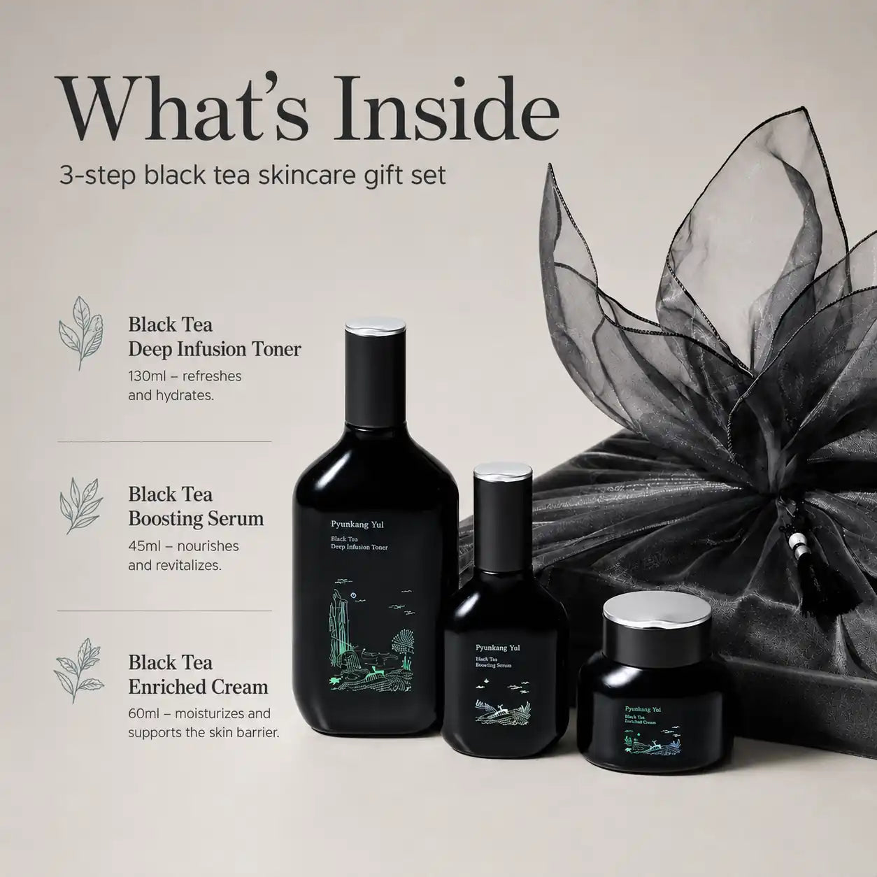 Pyunkang Yul Black Tea Line Gift Set 130ml 45ml 60ml