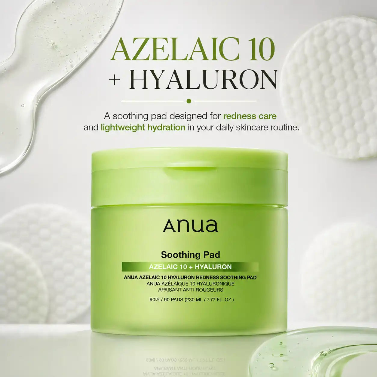 ANUA Azelaic 10 Hyaluron Redness Soothing Pad 90ea 230ml