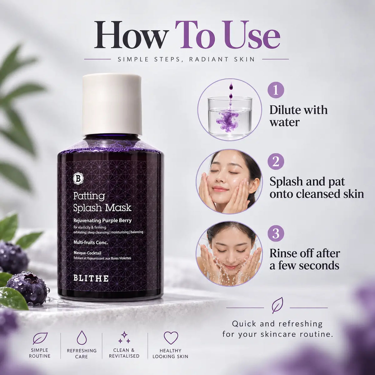 BLITHE Patting Splash Mask Rejuvenating Purple Berry 150ml