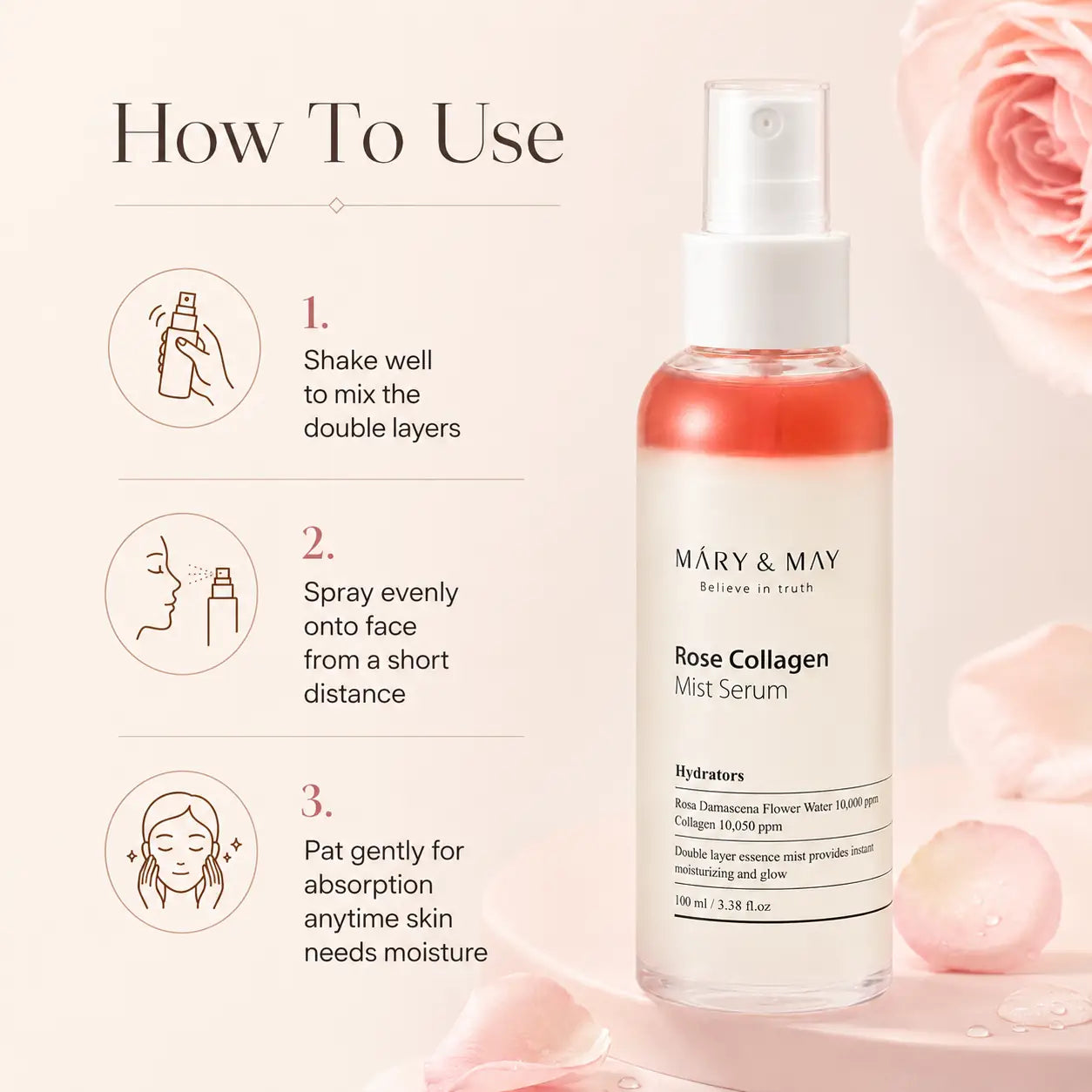 Mary&May Rose Collagen Mist Serum 100ml