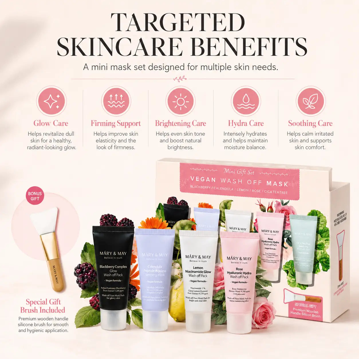 Mary&May Vegan Wash Off Mask Mini Gift Set ( x5) 30g 30g x5