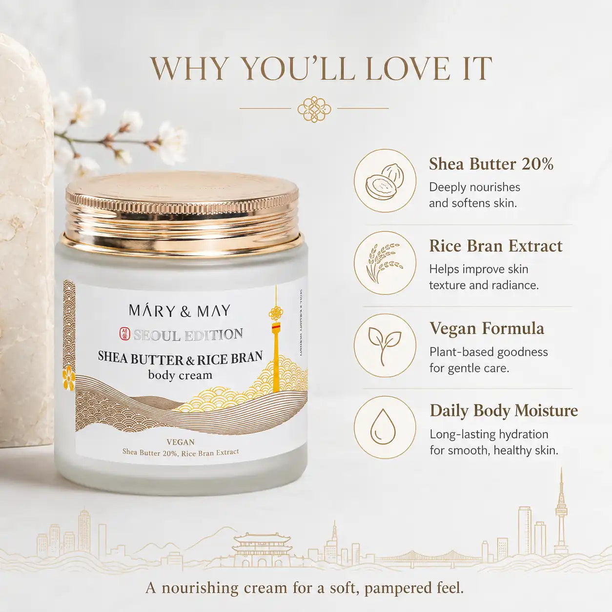 Mary&May Shea Butter & Rice Bran Body Cream 250ml