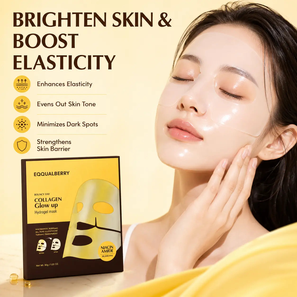EQQUALBERRY Collagen Glow Up Hydrogel Mask 30g 1pc