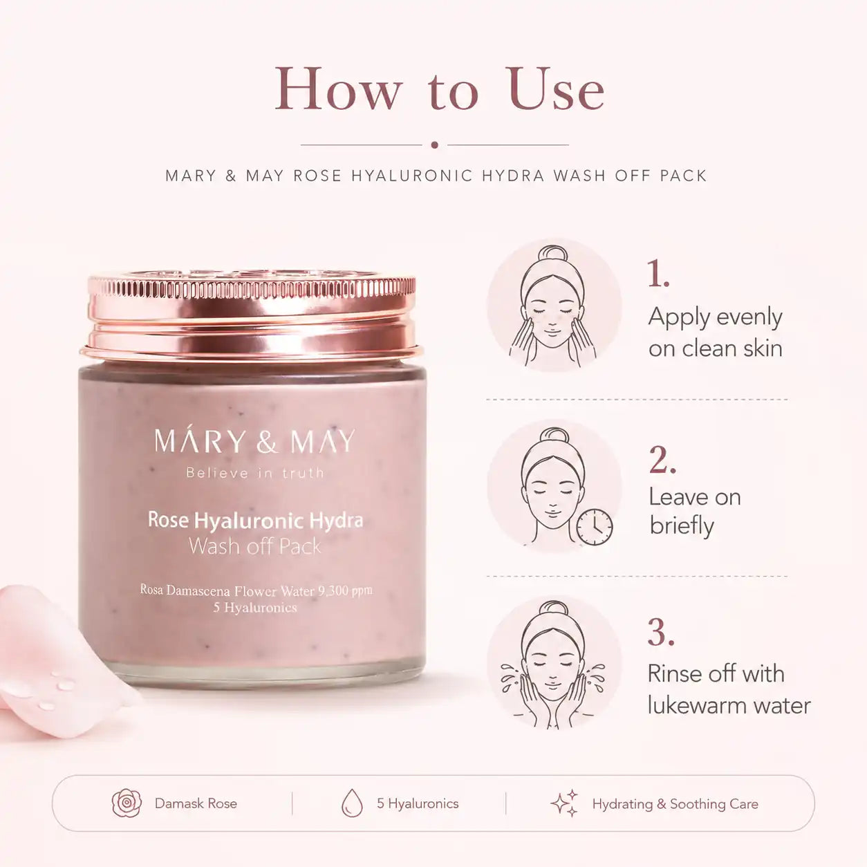 Mary&May Rose Hyaluronic Hydra Wash Off Pack 125g