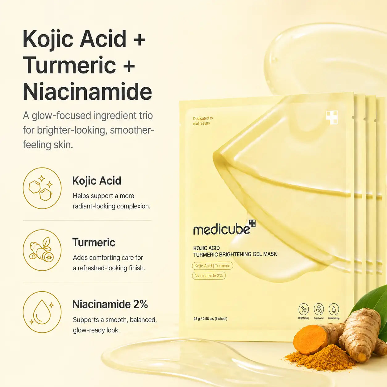Medicube Kojic Acid Turmeric Brightening Gel Mask 4ea