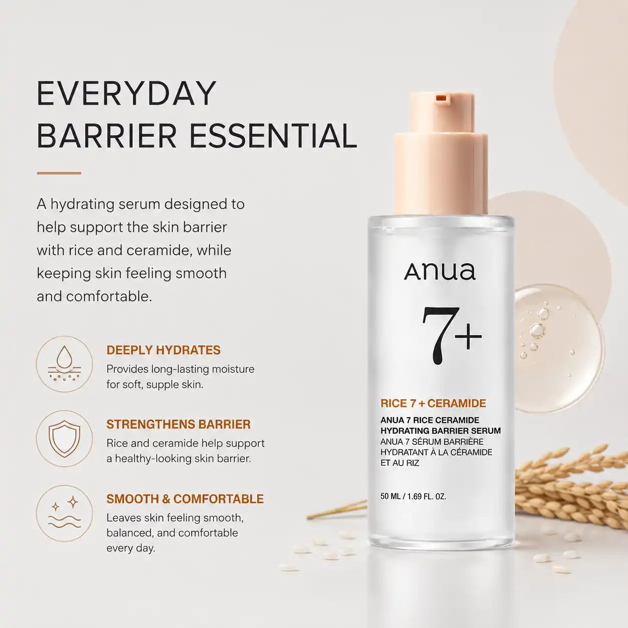 ANUA 7 Rice Ceramide Hydrating Barrier Serum 50ml