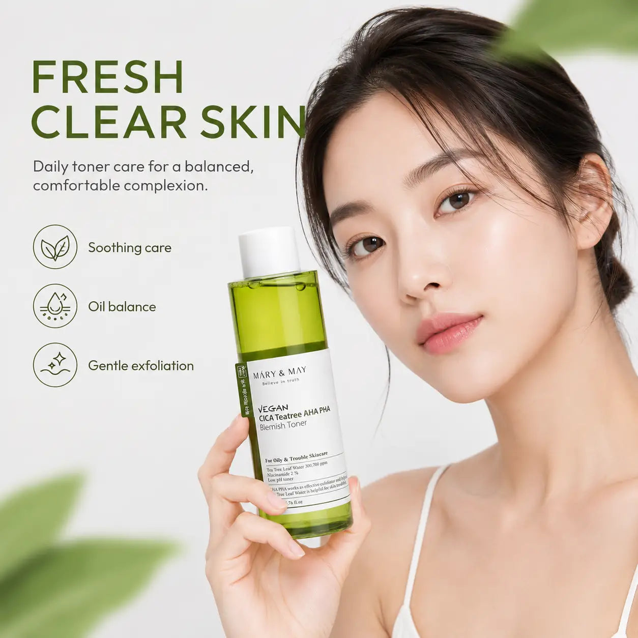 Mary&May Vegan CICA Tea Tree AHA PHA Blemish Toner 200ml