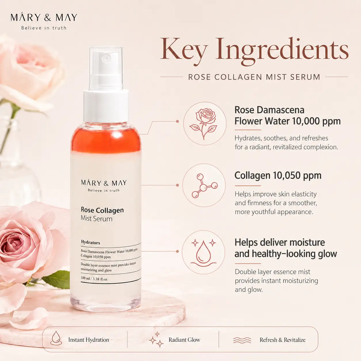 Mary&May Rose Collagen Mist Serum 100ml