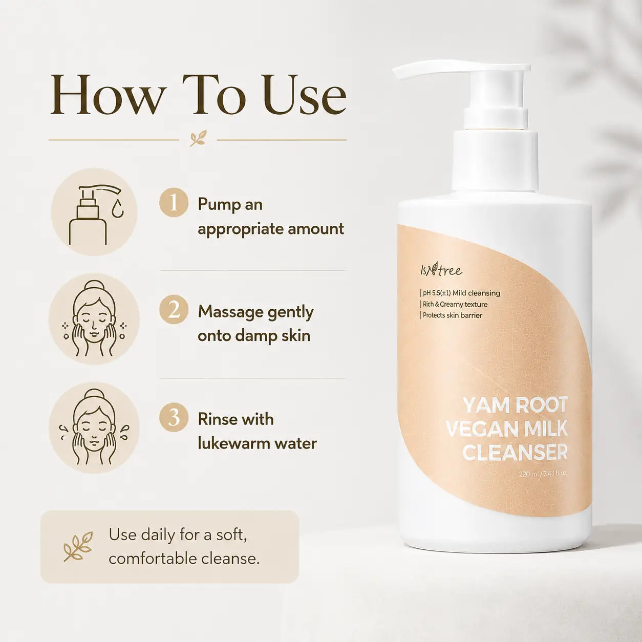 Isntree Yam Root Vegan Milk Cleanser 220ml