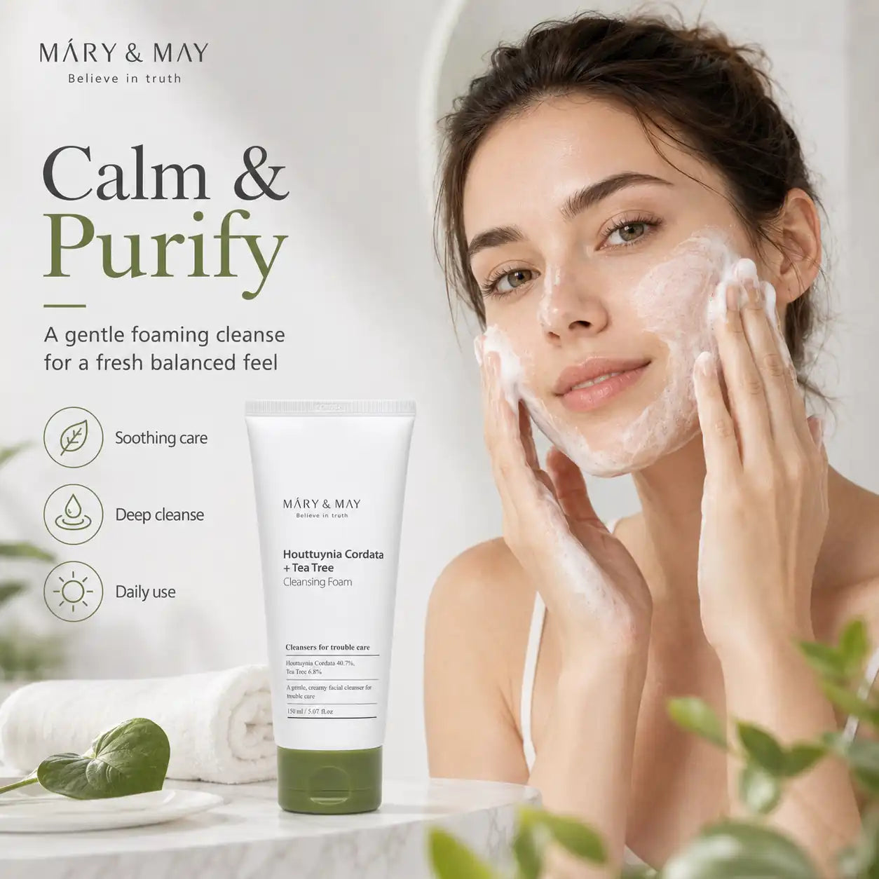Mary&May Houttuynia Cordata + Tea Tree Cleansing Foam 150ml