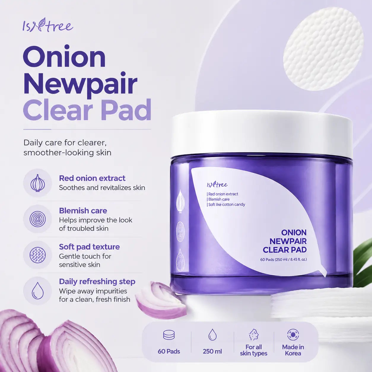 Isntree Onion Newpair Clear Pad 60 Pads 250ml