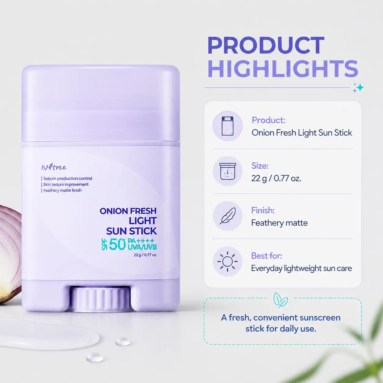 Isntree Onion Fresh Light Sun Stick SPF 22g
