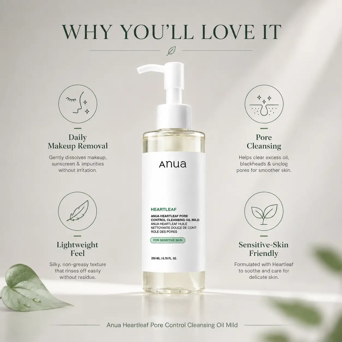 ANUA Heartleaf Pore Control Cleansing Oil Mild 200ml
