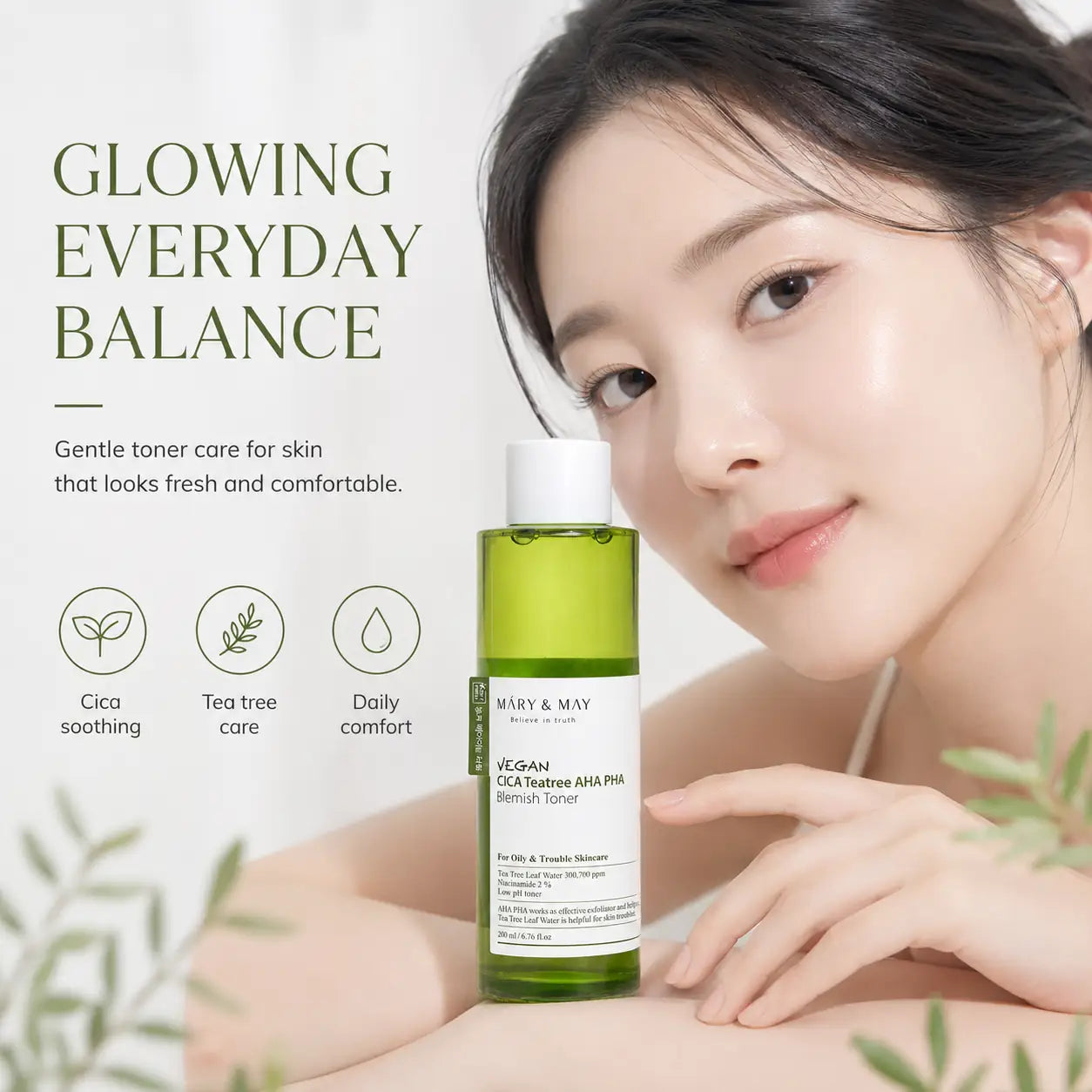 Mary&May Vegan CICA Tea Tree AHA PHA Blemish Toner 200ml