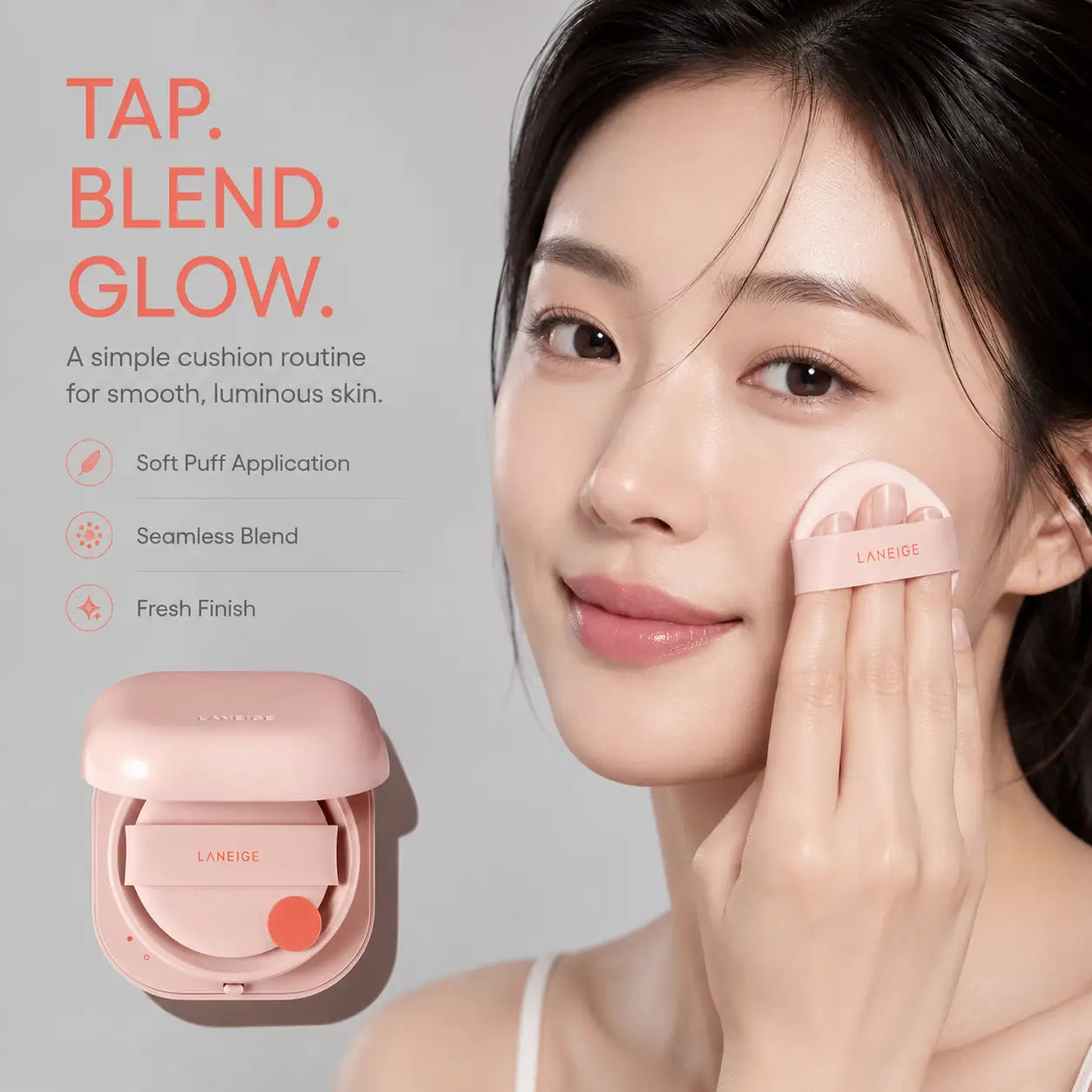 glow cushion applied to skin