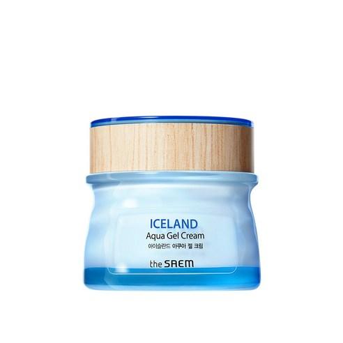 the The Saem Iceland Aqua Gel Cream jar shown with the lid removed