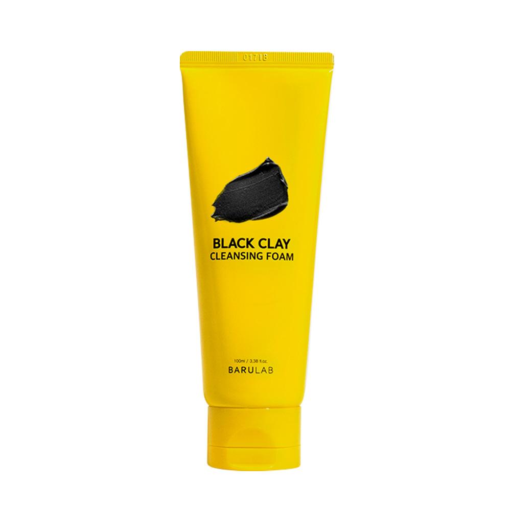 BARULAB Black Clay Cleansing Foam black texture in hand