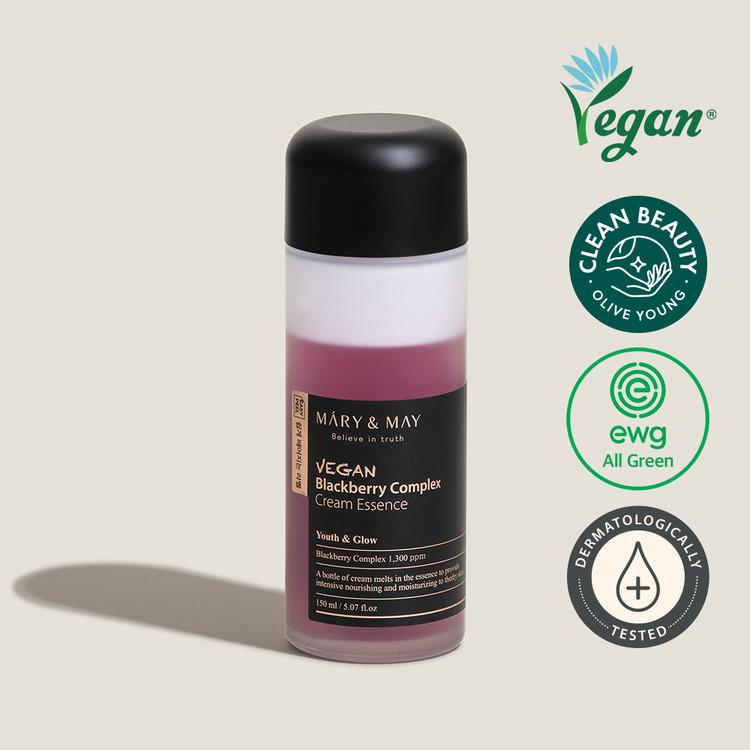 Mary&May Blackberry Cream Essence packaging box with ingredient panel