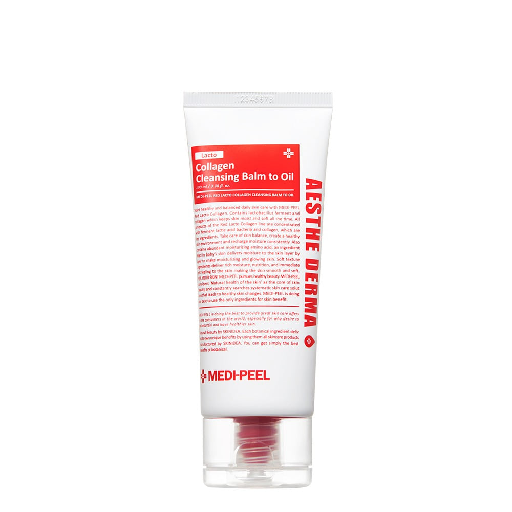 MEDI-PEEL Red Lacto Collagen Cleansing Balm to Oil 100g packaging, Korean first cleanser