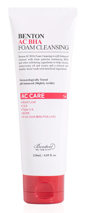 AC BHA Foam Cleansing lathered into foam with water