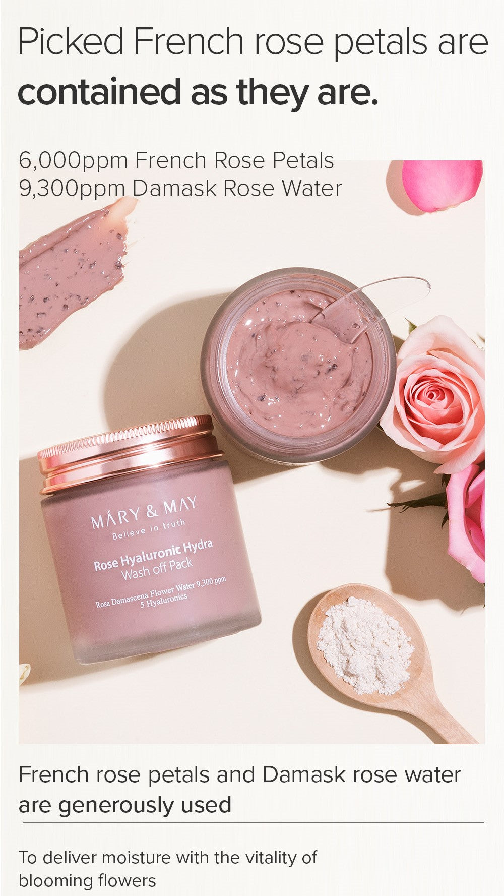 Mary&May Rose Hyaluronic Mask being rinsed off with lukewarm water