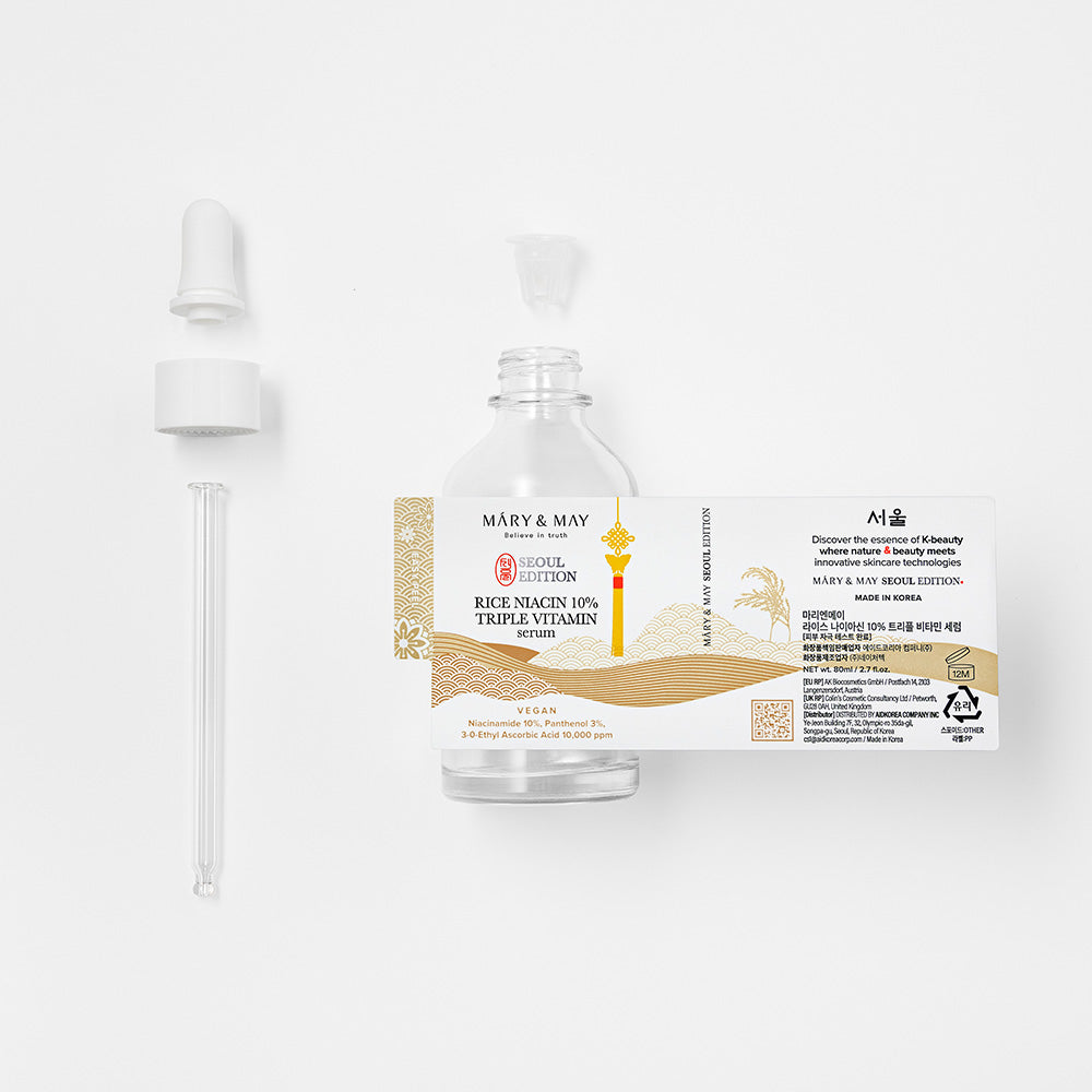 Back of Mary&May Rice Niacin Serum box showing full INCI list