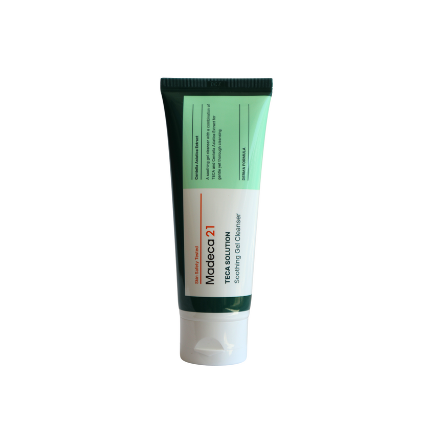 Madeca21 Teca Solution Soothing Gel Cleanser packaging box and bottle