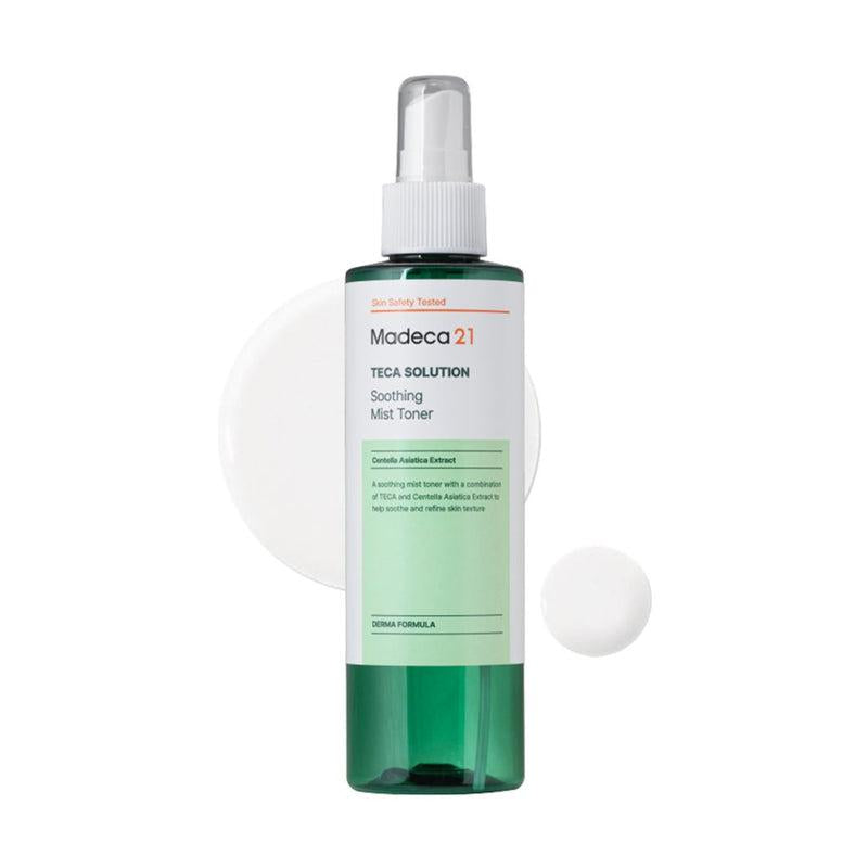 Madeca21 Teca Solution Soothing Mist Toner packaging box and bottle