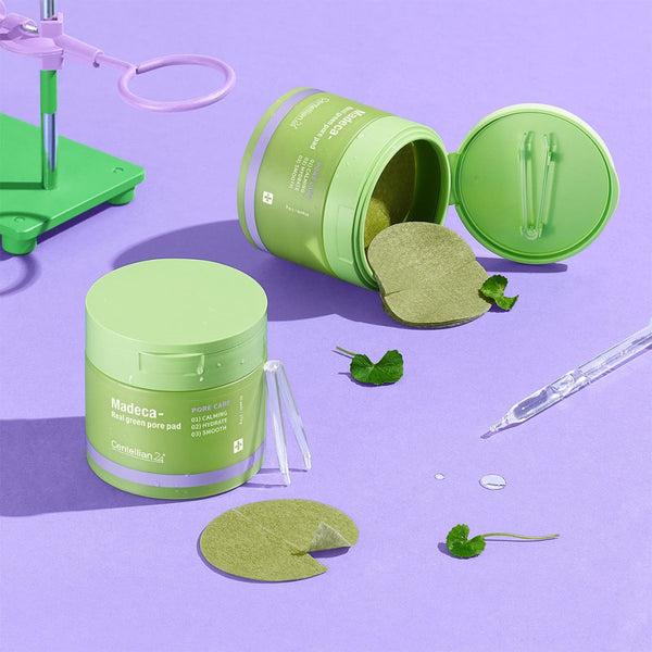 Centellian24 Madeca Real Green Pore Pad next to toner bottle