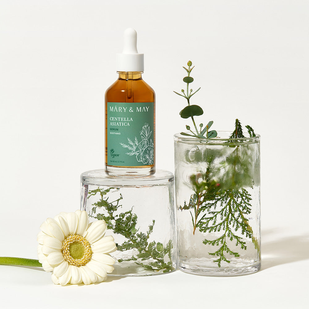 Mary&May Centella Asiatica Serum applied and patted into skin