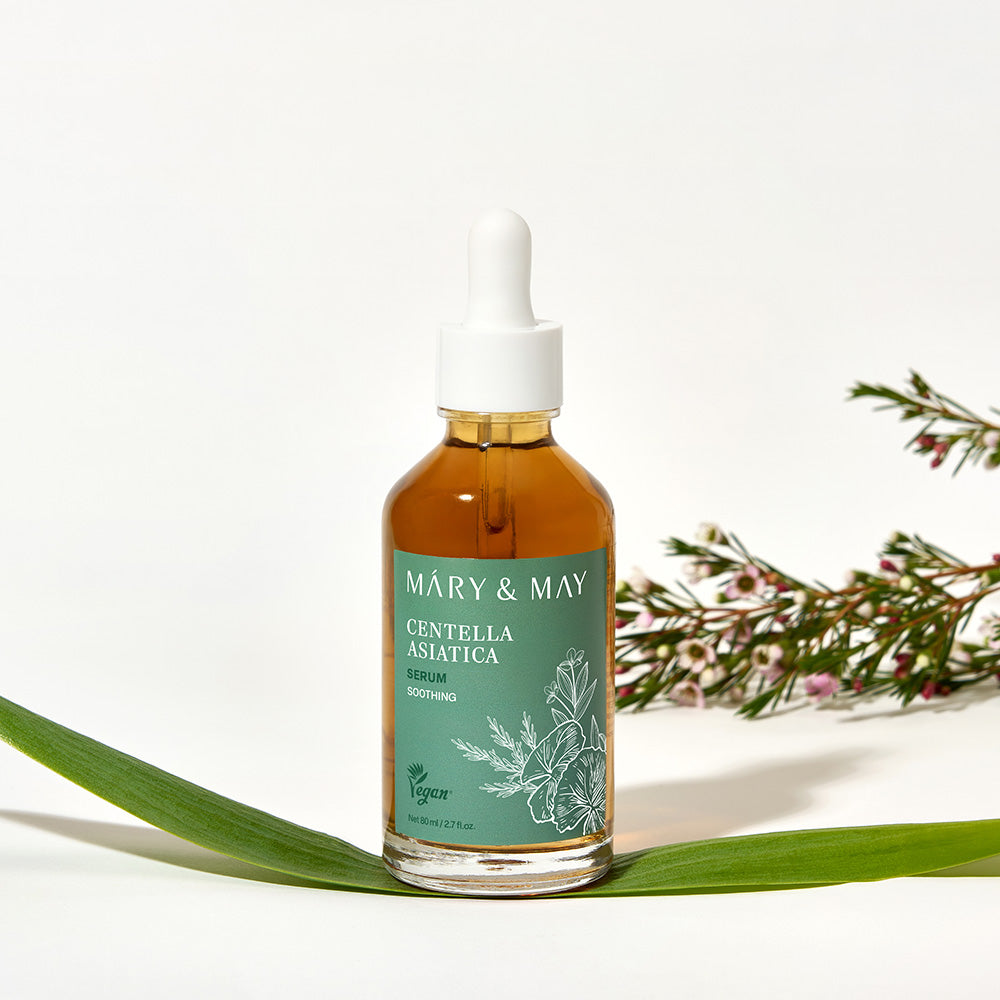 Mary&May Centella Asiatica Serum bottle next to packaging box