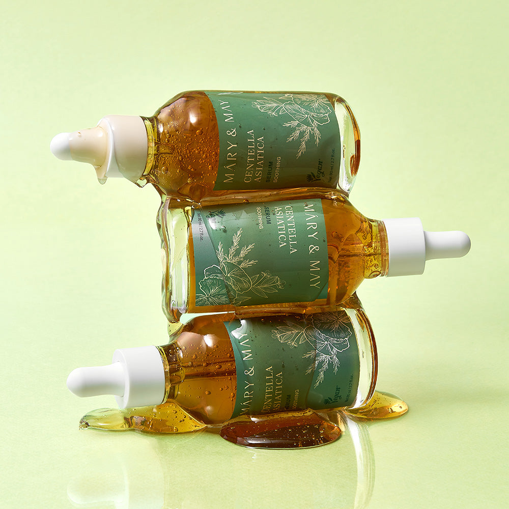 Mary&May Centella Asiatica Serum 80ml lifestyle shot on vanity shelf