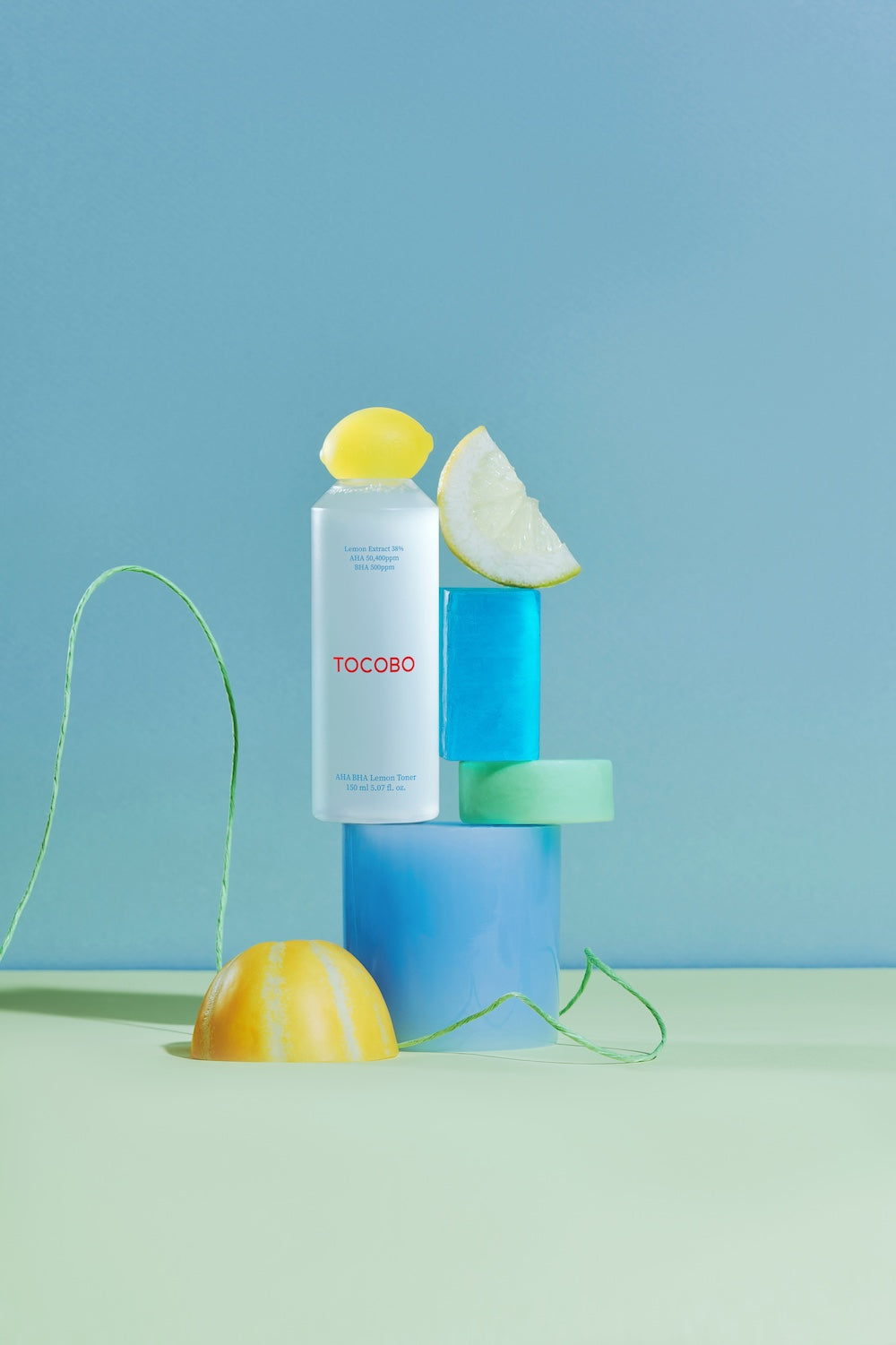 Toner bottle standing on bathroom shelf