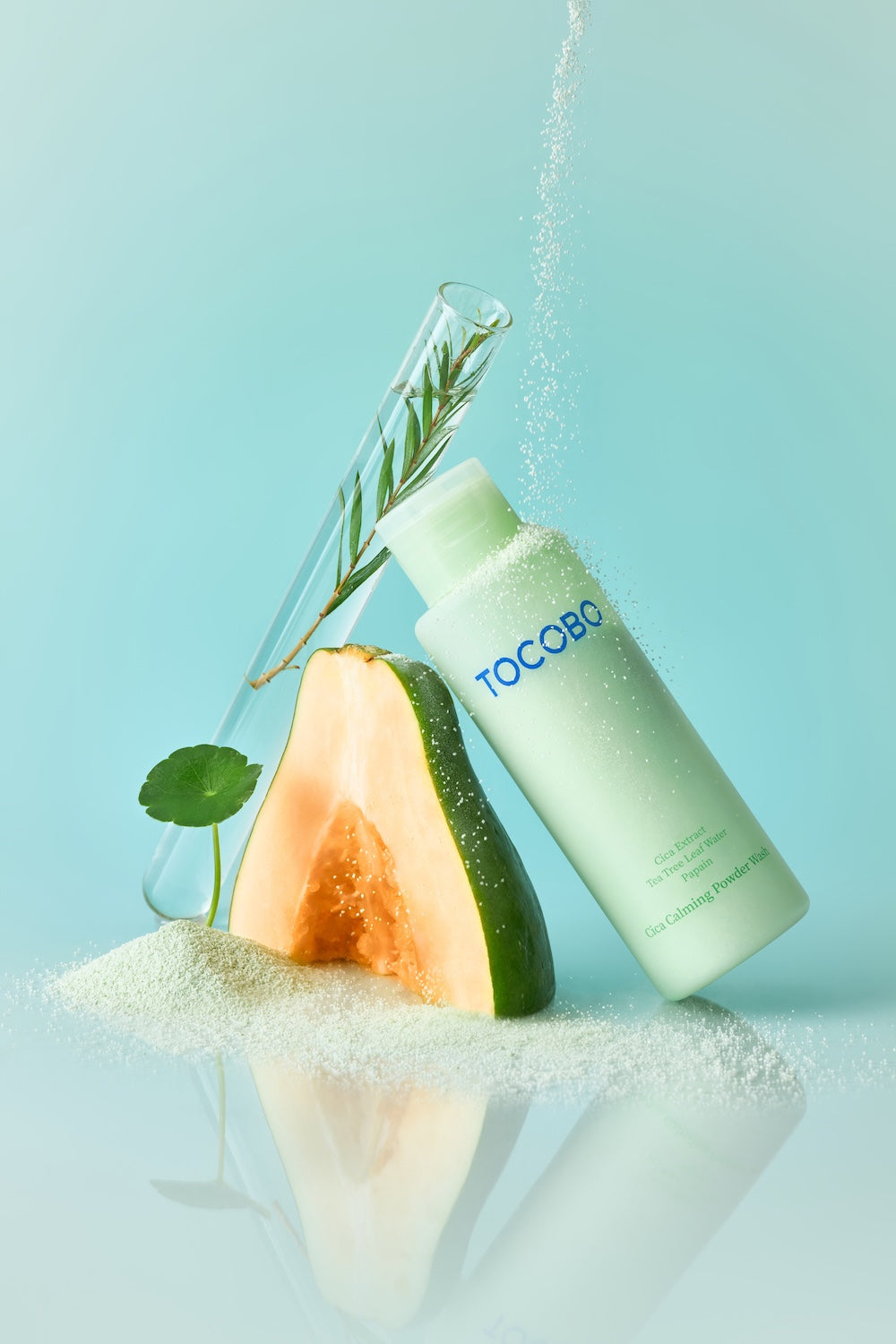 Back label showing cica and tea tree ingredients