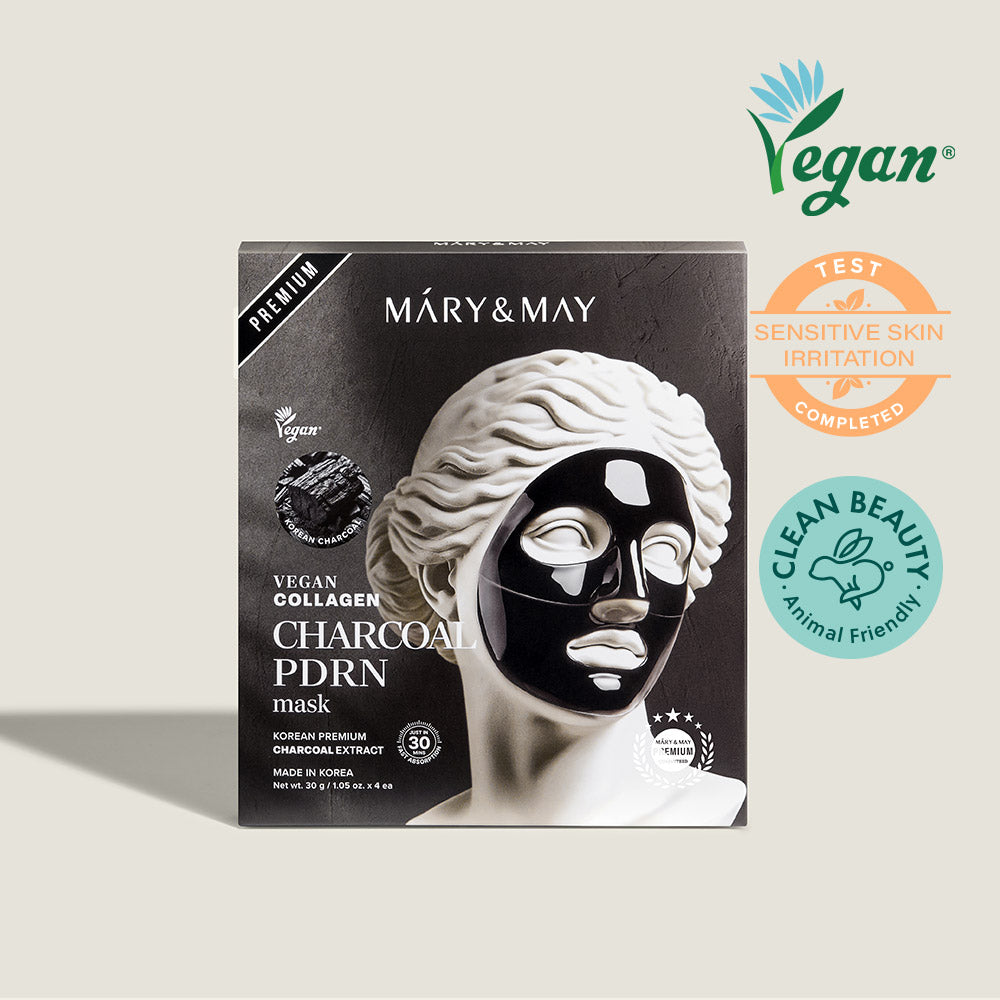 Mary&May Vegan Collagen Charcoal PDRN Mask (30g x4) Korean toner product image