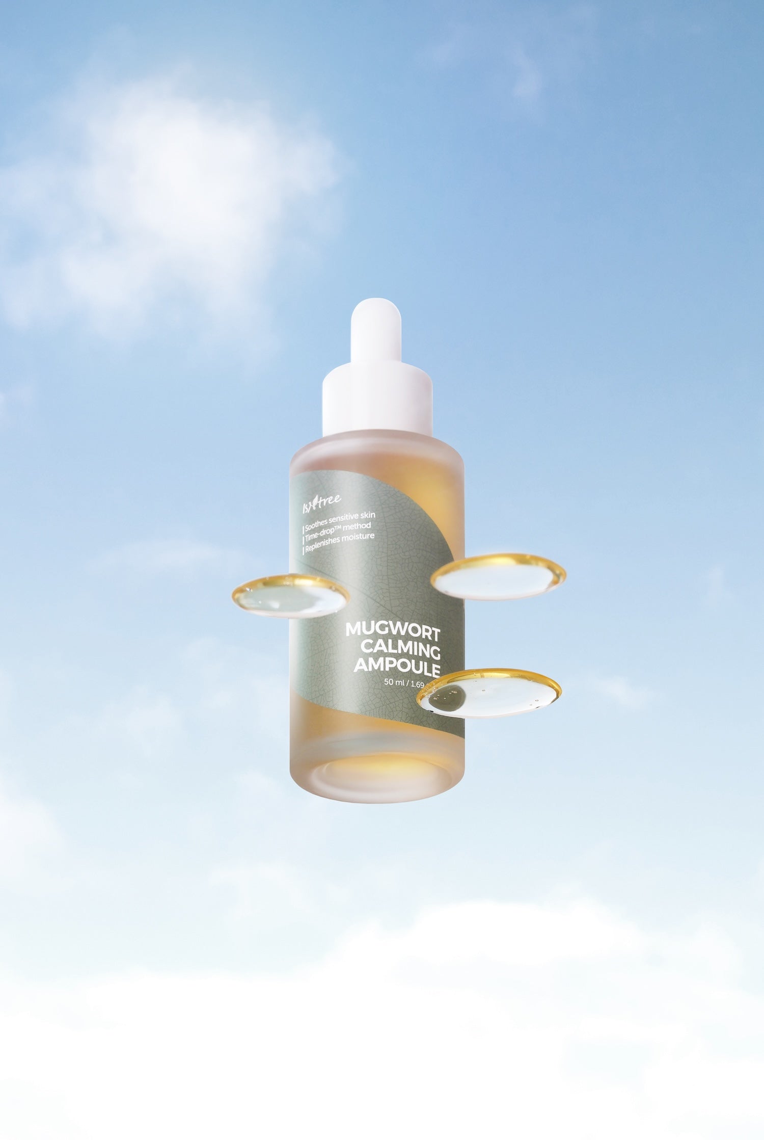 Isntree Mugwort Calming Ampoule bottle next to packaging box
