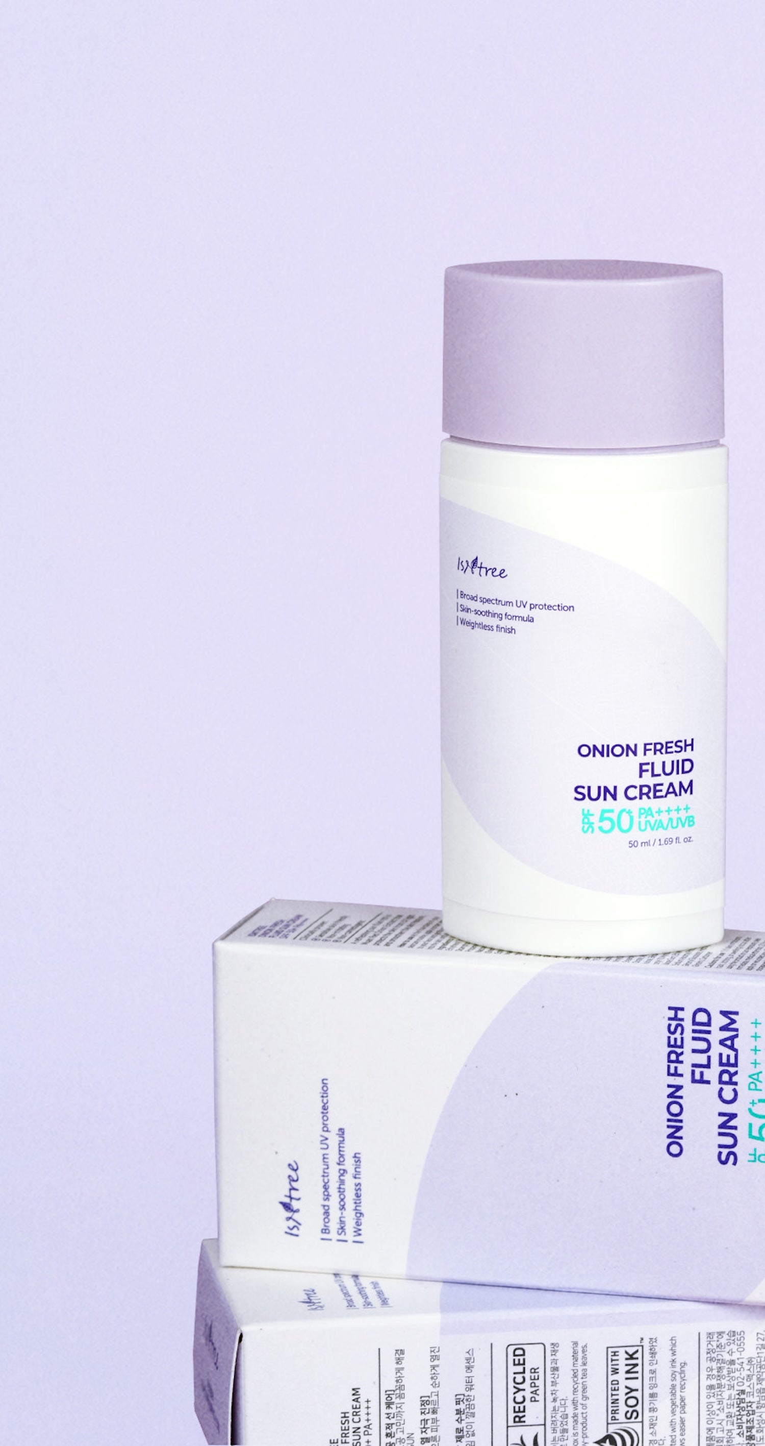 Isntree Onion Fresh Fluid Sun Cream 50ml Korean sunscreen product image