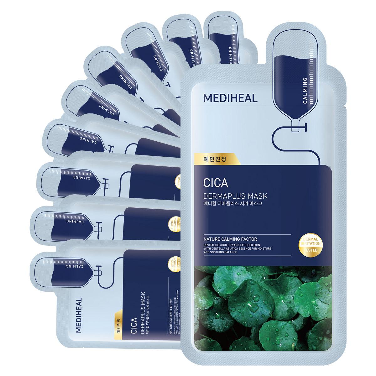 MEDIHEAL Derma Plus Cica Mask 10ea Korean skincare product image