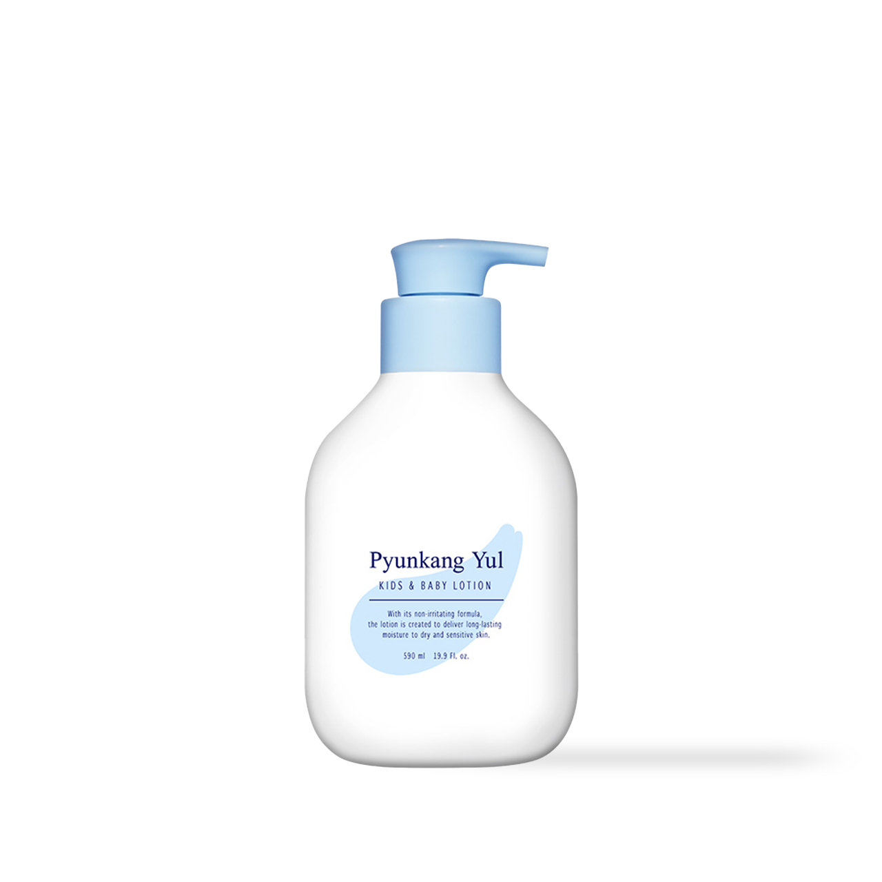 the Pyunkang Yul Kids and Baby Lotion bottle shown from the side, pump visible