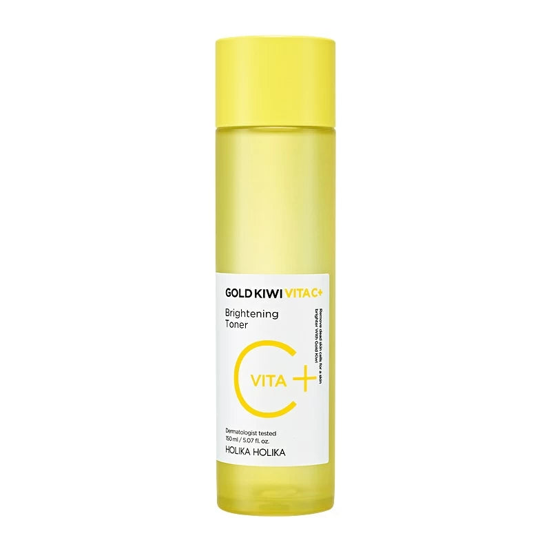 Holika Holika Gold Kiwi Vita C Brightening Toner packaging, PHA brightening toner