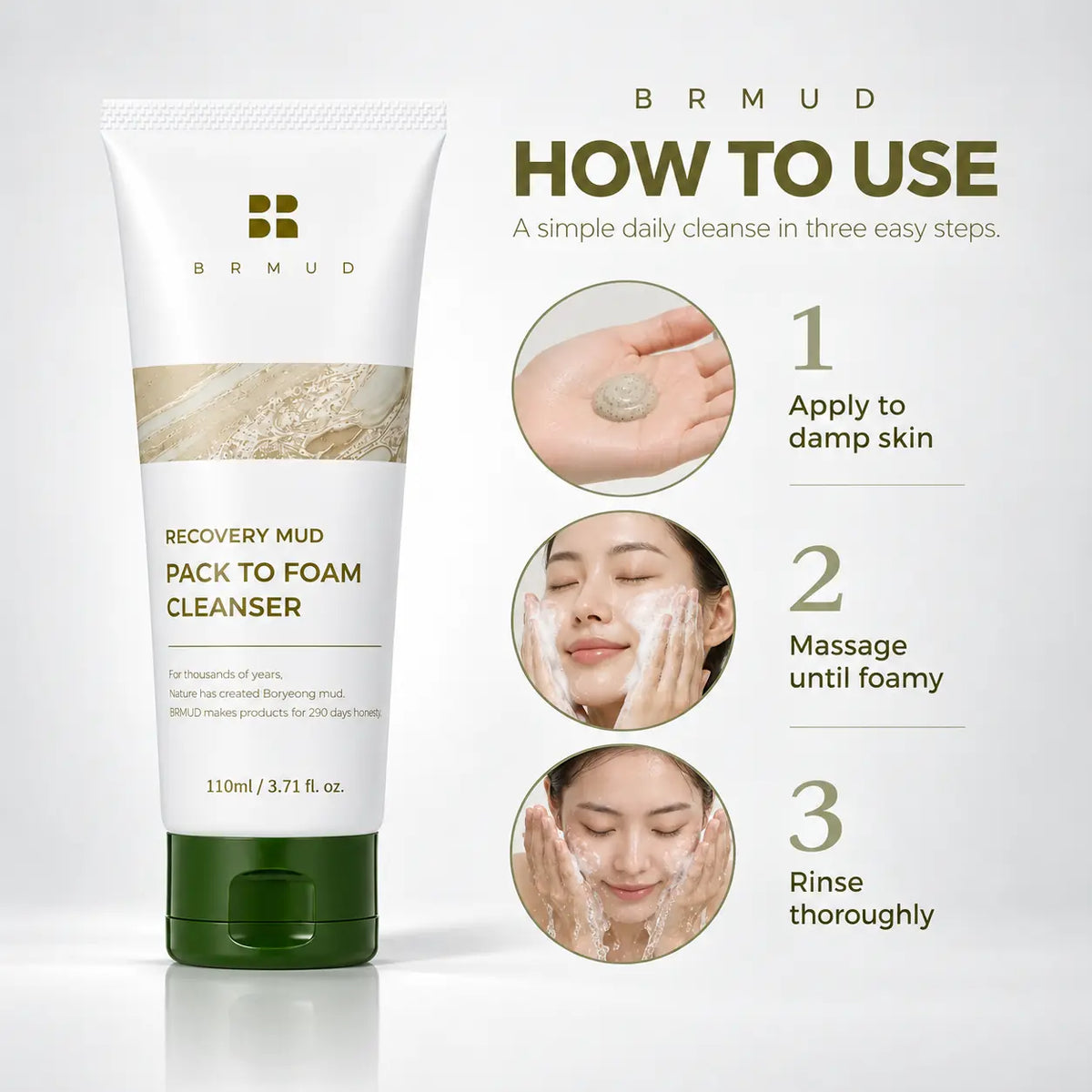 BRMUD Recovery Mud Pack to Foam Cleanser 110ml