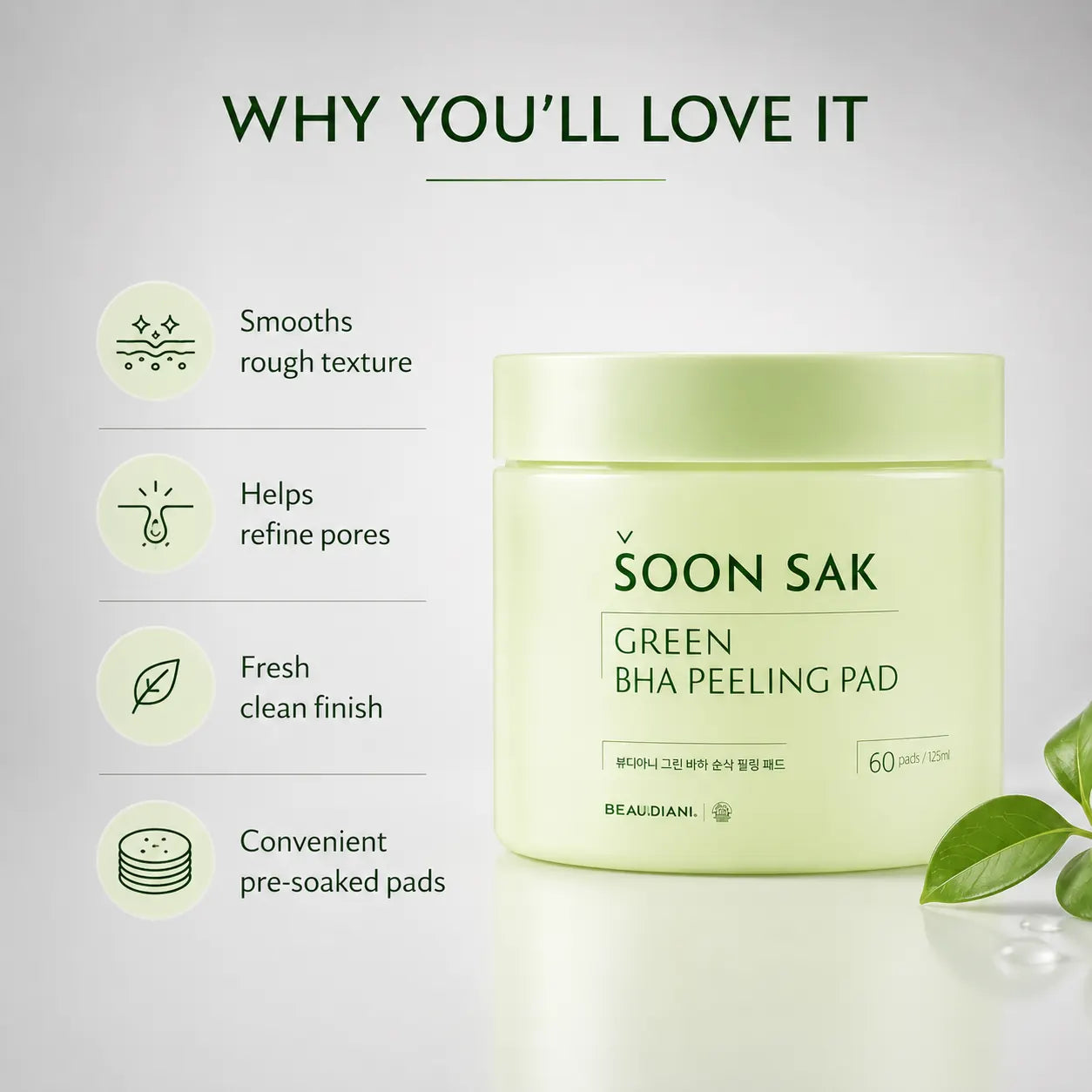 BEAUDIANI Green BHA Soon Sak Peeling Pad 60ea