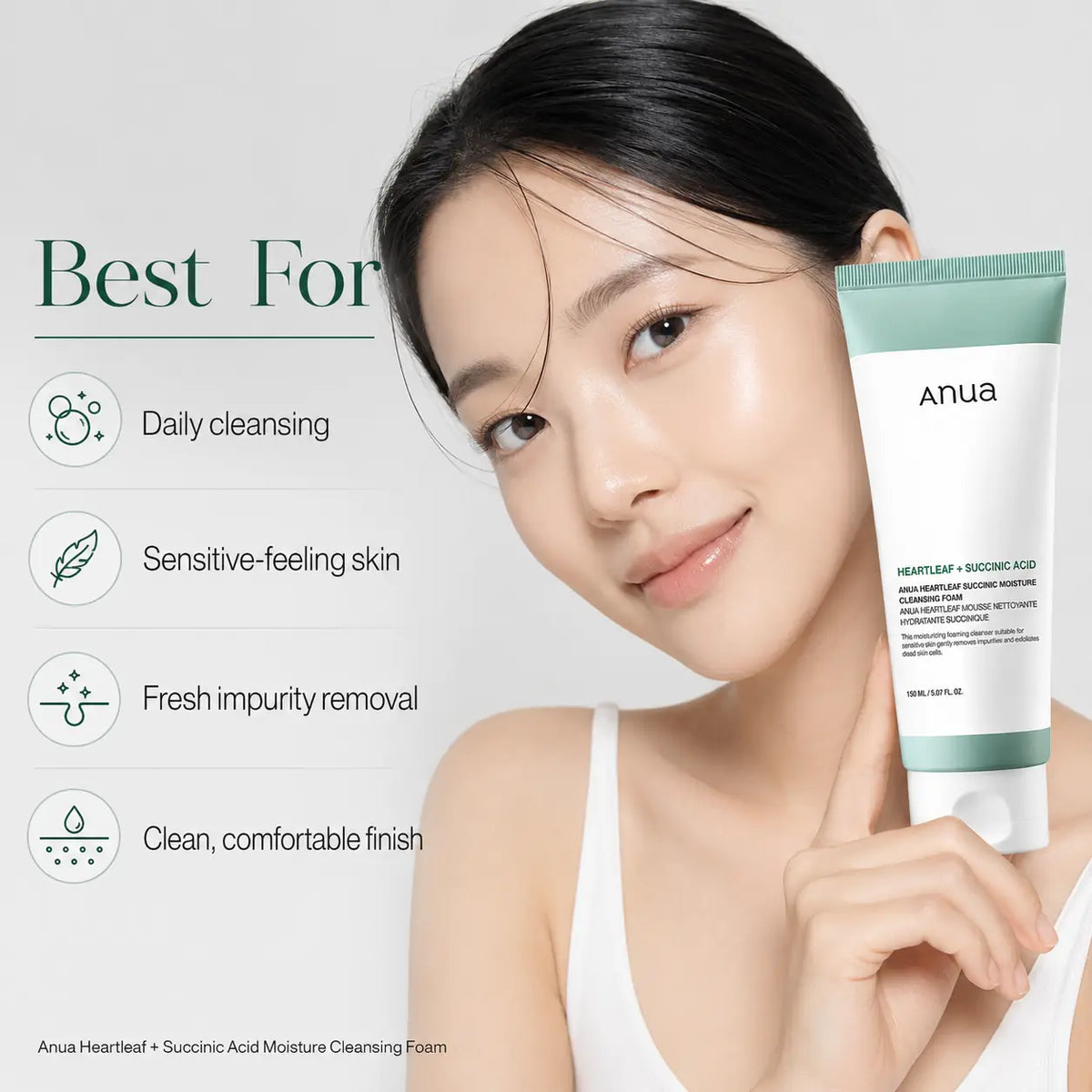 ANUA Heartleaf Succinic Moisture Cleansing Foam 150ml