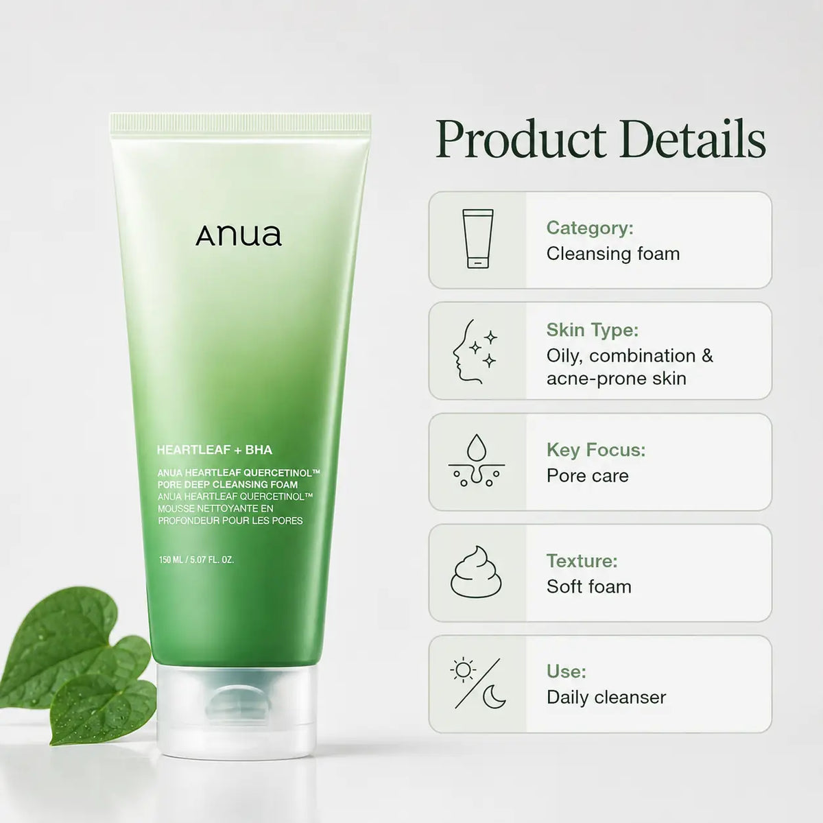 ANUA Heartleaf Quercetinol Pore Deep Cleansing Foam 150ml