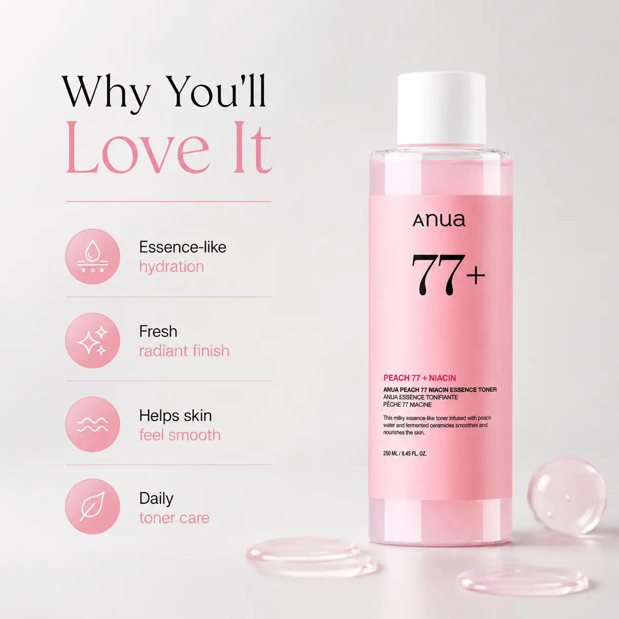 ANUA Peach 77% Niacin Essence Toner 250ml