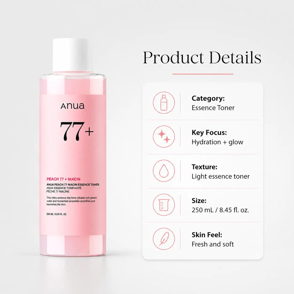 ANUA Peach 77% Niacin Essence Toner 250ml