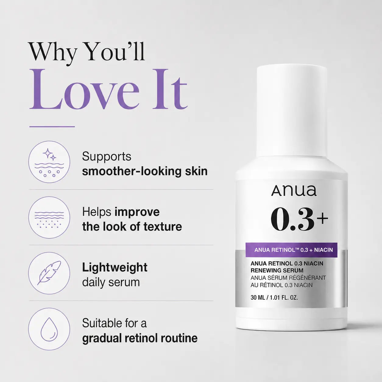 ANUA Nano Retinol 0.3% Niacin Renewing Serum 30ml