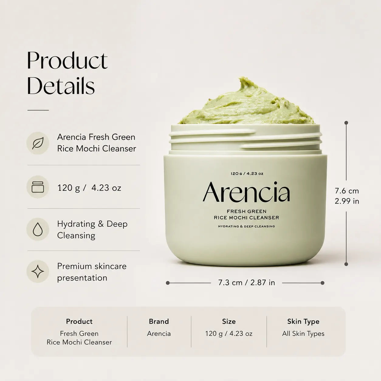 Arencia Fresh Green Rice Mochi Cleanser 120ml